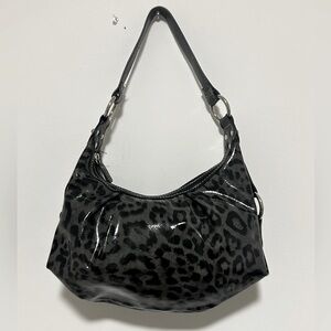 Y2K Grey Leopard Print Shoulder Bag